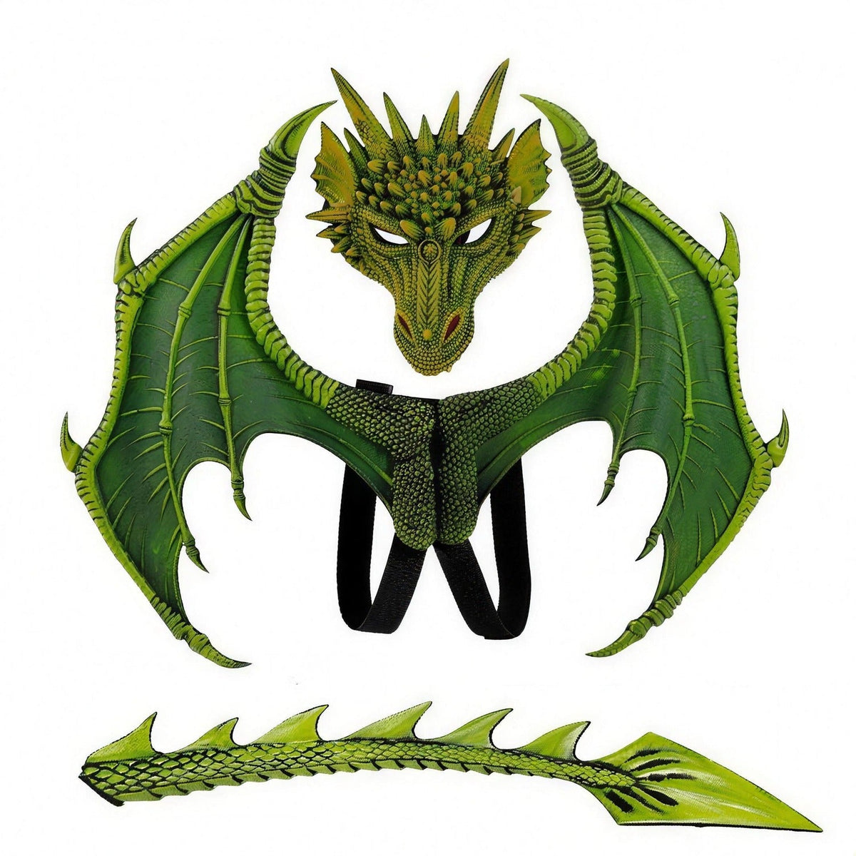 Détail de la queue écaillée du costume cosplay dragon