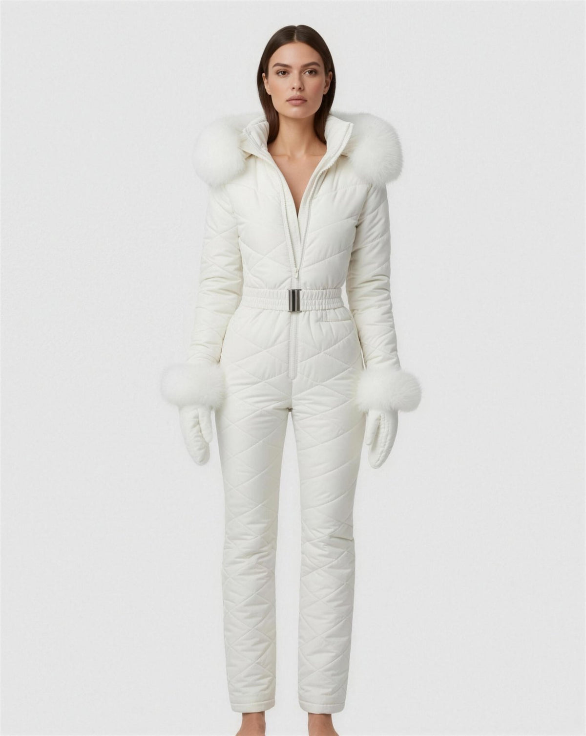 Combinaison de ski femme ceinturée - blanc