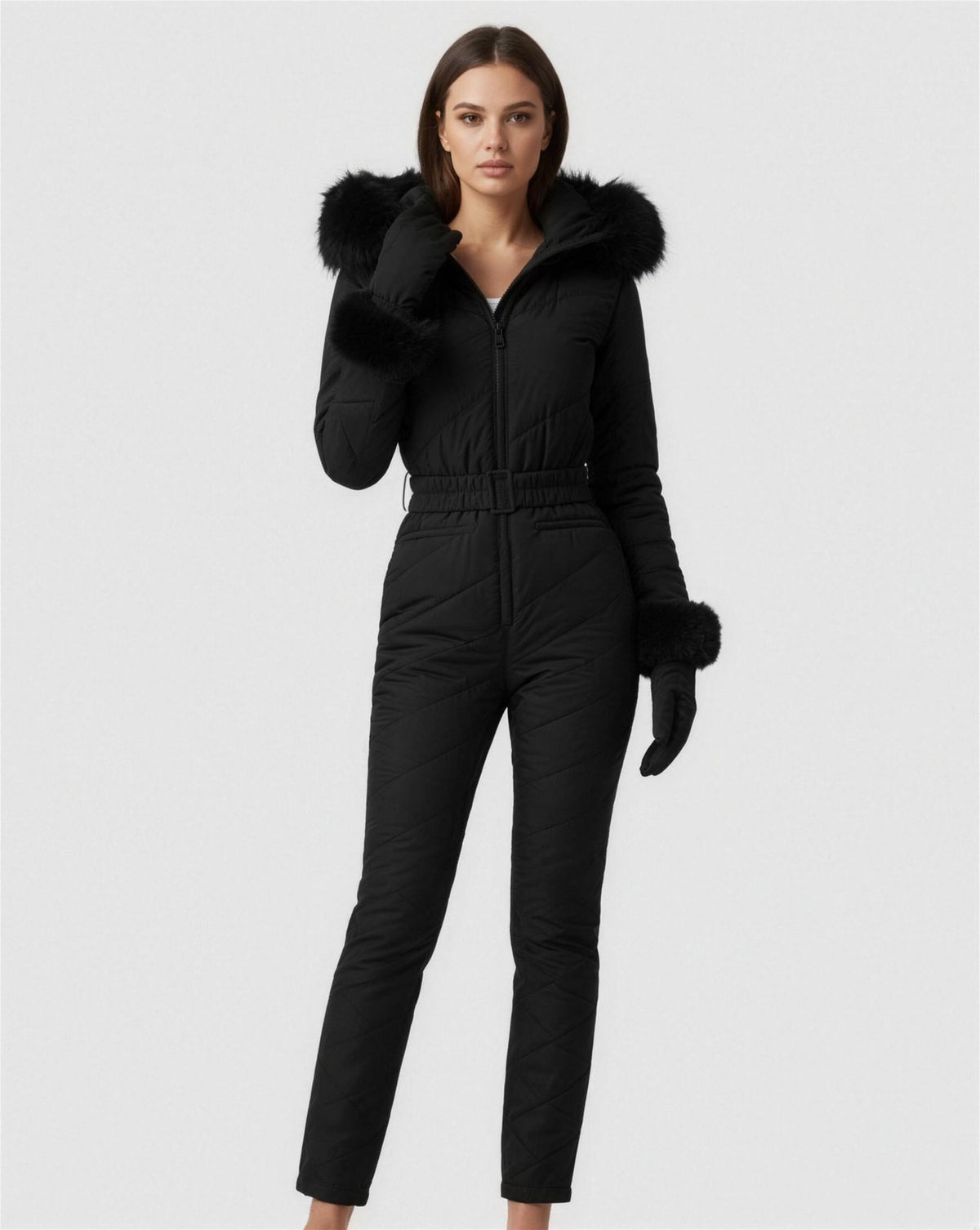 Combinaison de ski femme ceinturée - noir