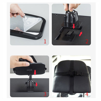 Miroir bébé installé dans la voiture, fixé à l'appui-tête