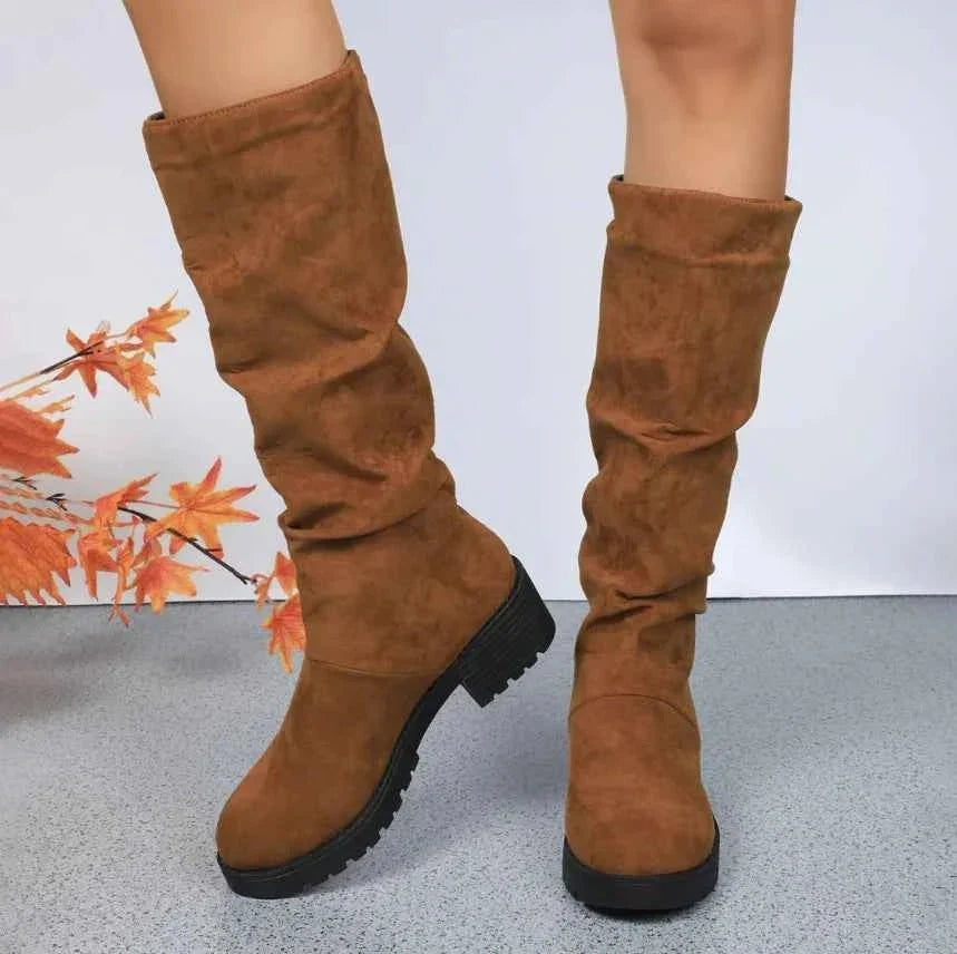 bottes souples femme à talon bloc, coloris marron