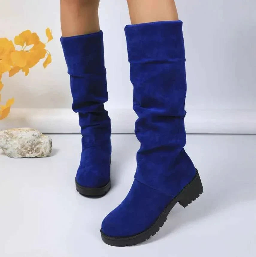 bottes souples femme à talon bloc, coloris bleu