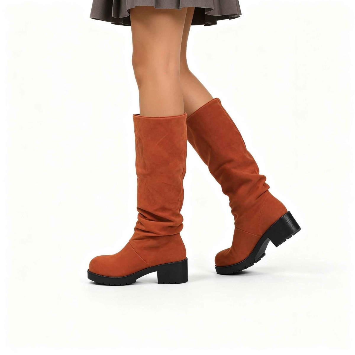 bottes souples femme à talon bloc, coloris orange