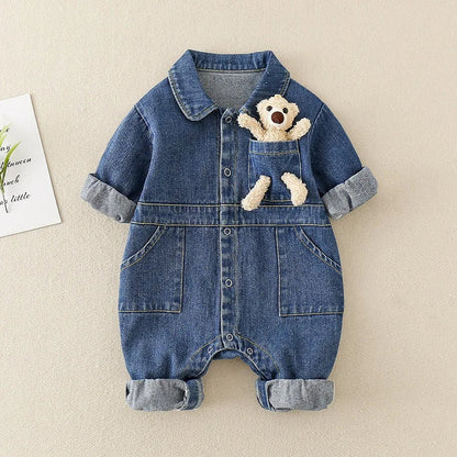 Salopette en jean bébé, coloris Bleu