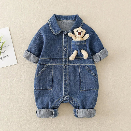 Salopette en jean bébé, coloris Bleu