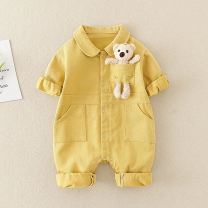Salopette en jean bébé, coloris Jaune