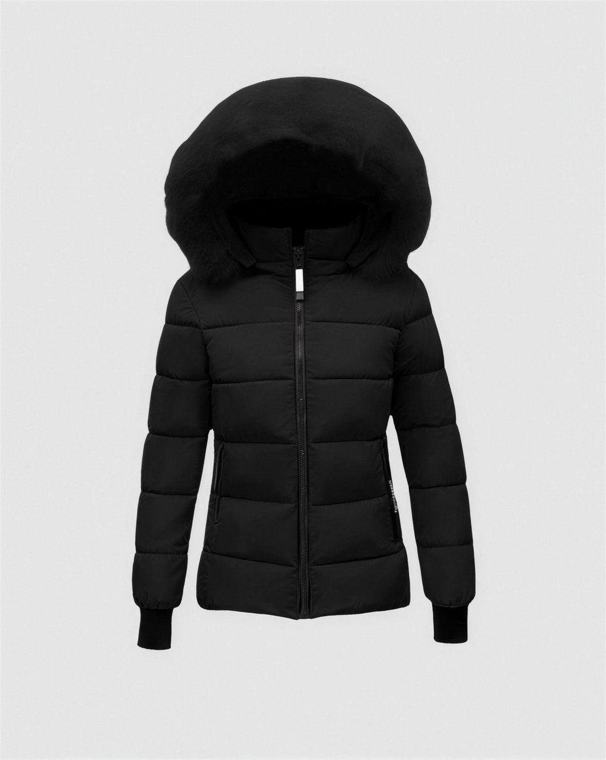 Doudoune femme capuche fausse fourrure - noir