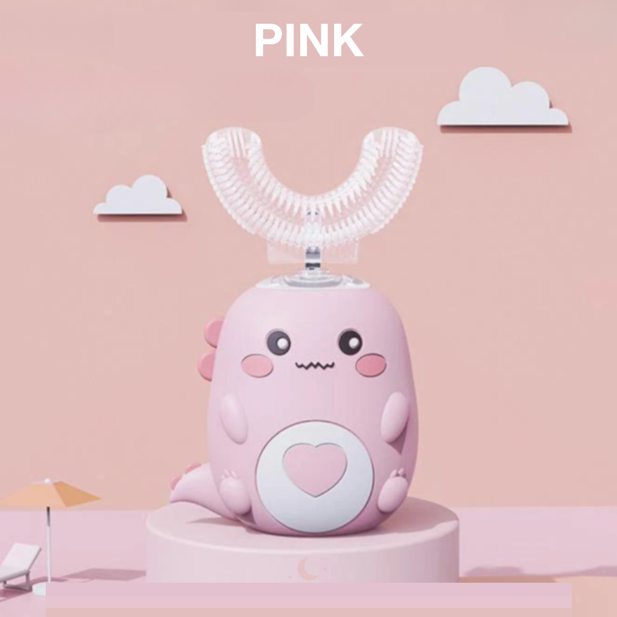 Brosse à dents électrique enfant dino rose