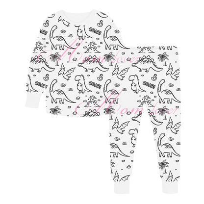 Pyjama à colorier enfant avec motif vierge dinosaure à personnaliser