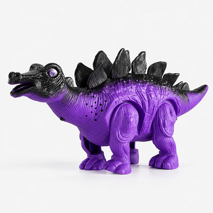 Dinosaure marcheur Stégosaure électronique à plaques dorsales, vue produit sur fond blanc