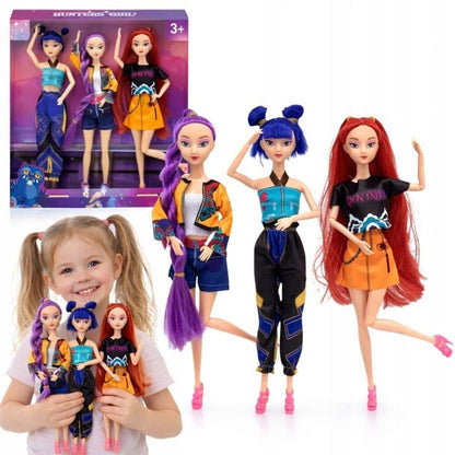 Trio de poupées mannequins à fonction rotative, en boîte avec enfant tenant les poupées