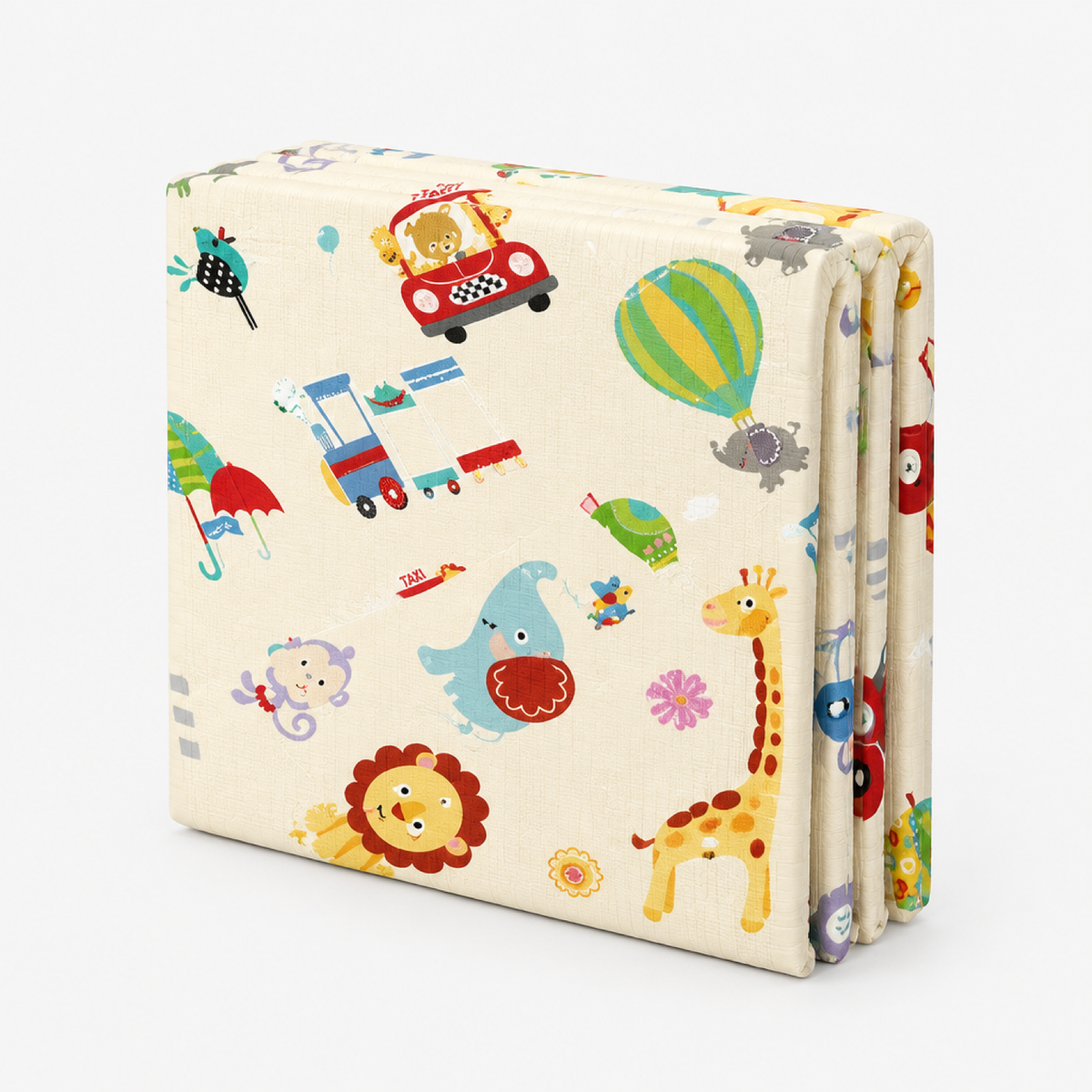 Tapis d'éveil beige plié en tri-pli compact pour le rangement
