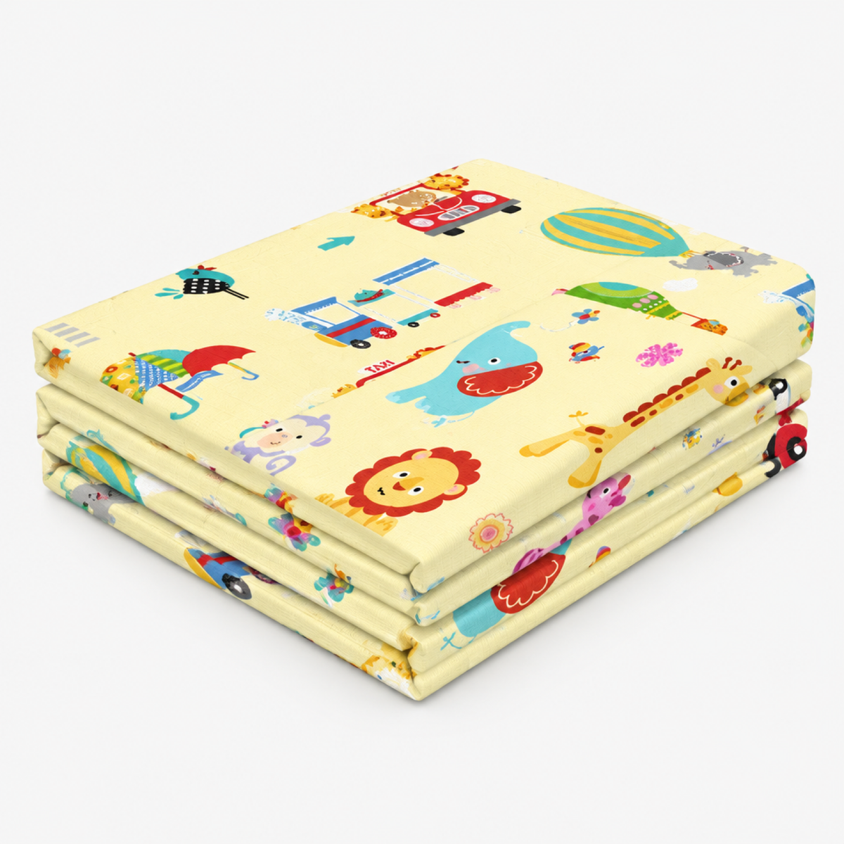Tapis d'éveil jaune plié en tri-pli compact pour le rangement