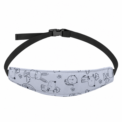 Appui-tête bébé imprimé dinosaure gris, sangle ajustable avec boucle