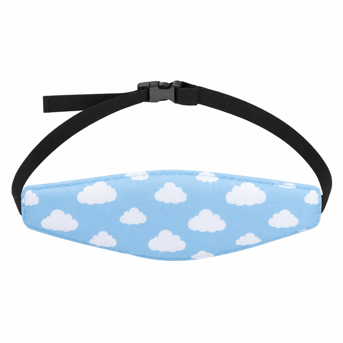 Appui-tête bébé imprimé nuages bleu clair, avec boucle ajustable