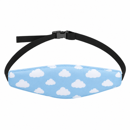 Appui-tête bébé imprimé nuages bleu clair, avec boucle ajustable
