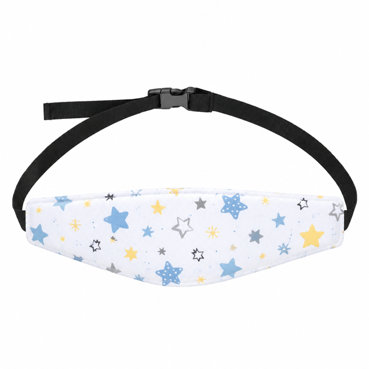Appui-tête bébé imprimé étoiles blanches, avec boucle ajustable
