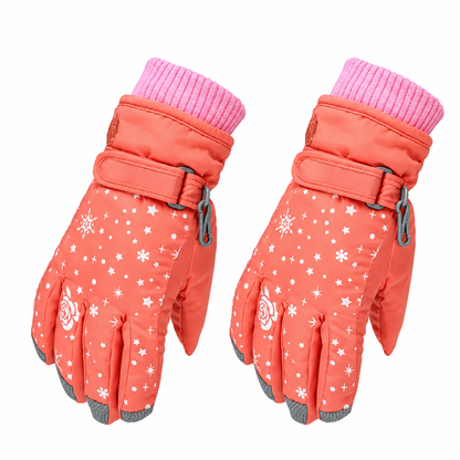 Gants de ski imperméables orange pour fille, photo produit en studio