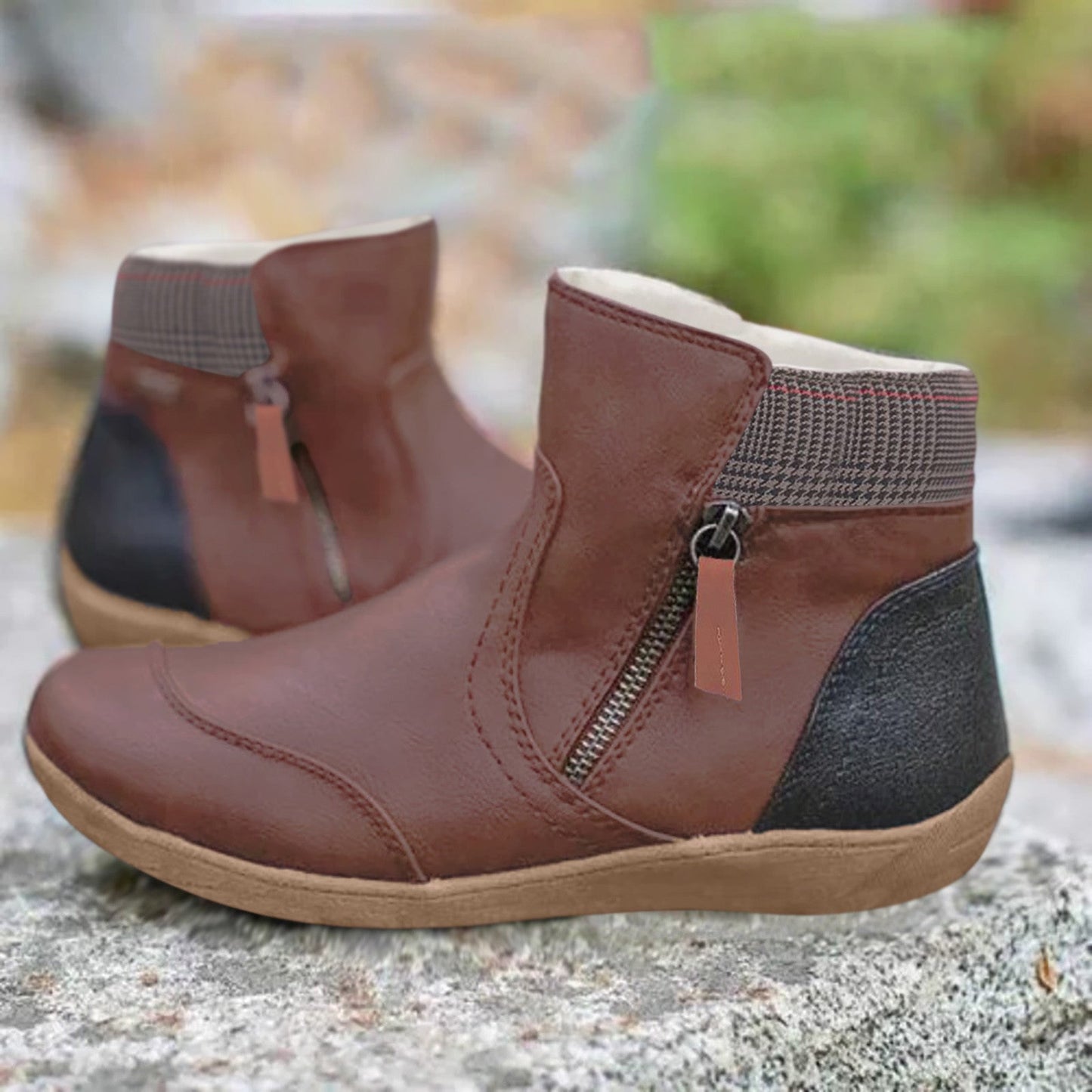 Bottines femme à zip Marron