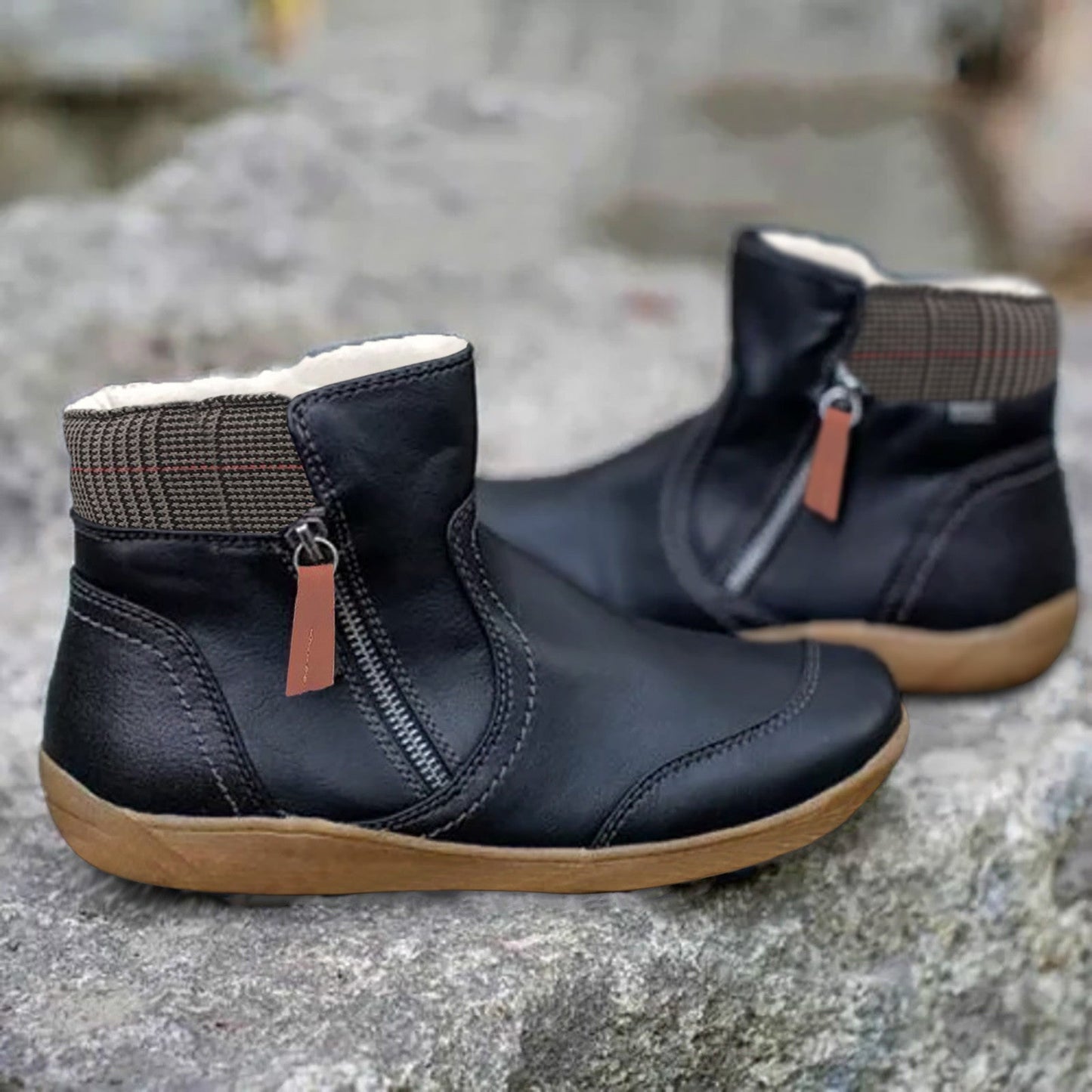 Bottines femme à zip Noir