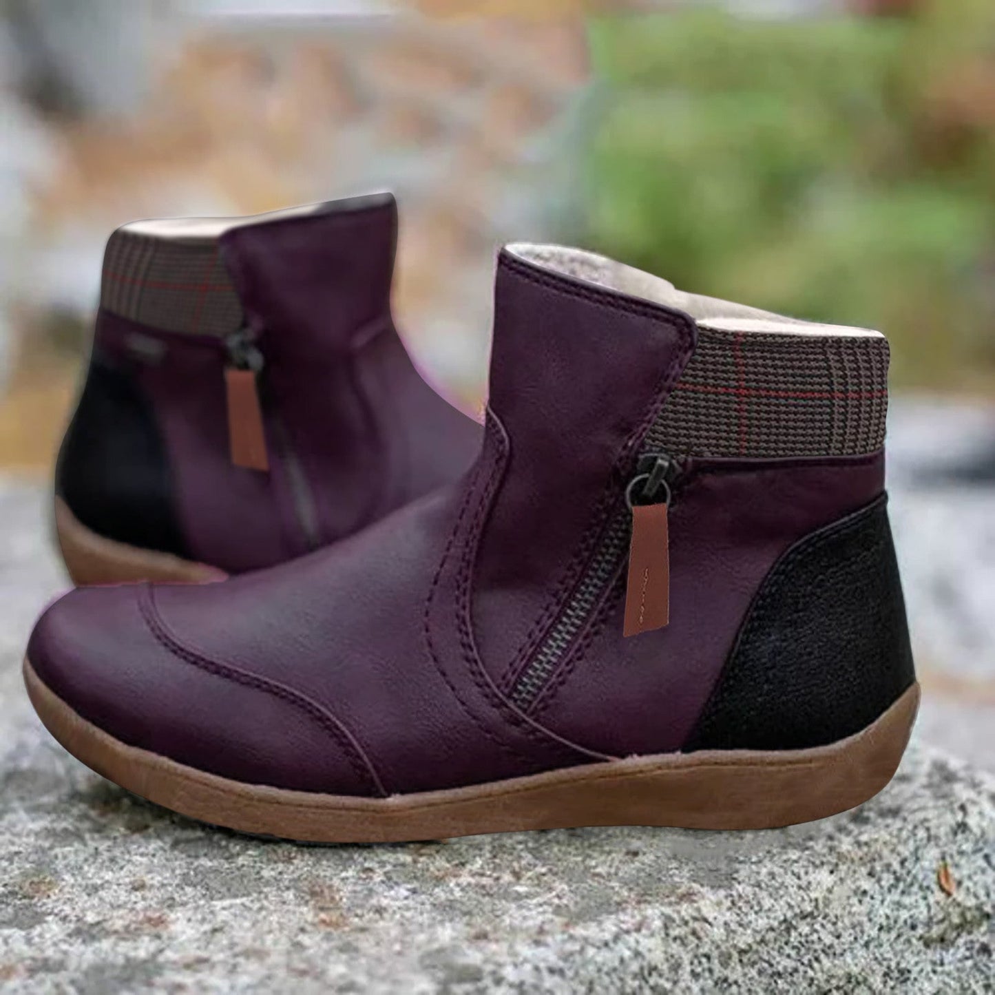 Bottines femme à zip Lilas