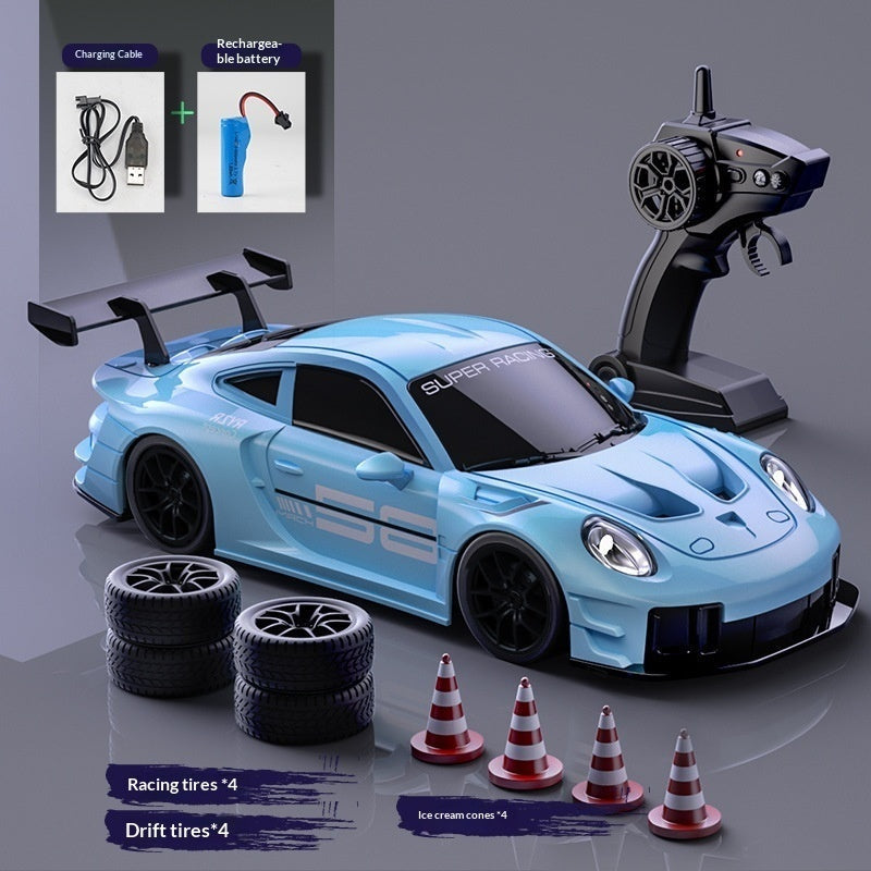 Voiture de drift RC, détail de la carrosserie et des roues