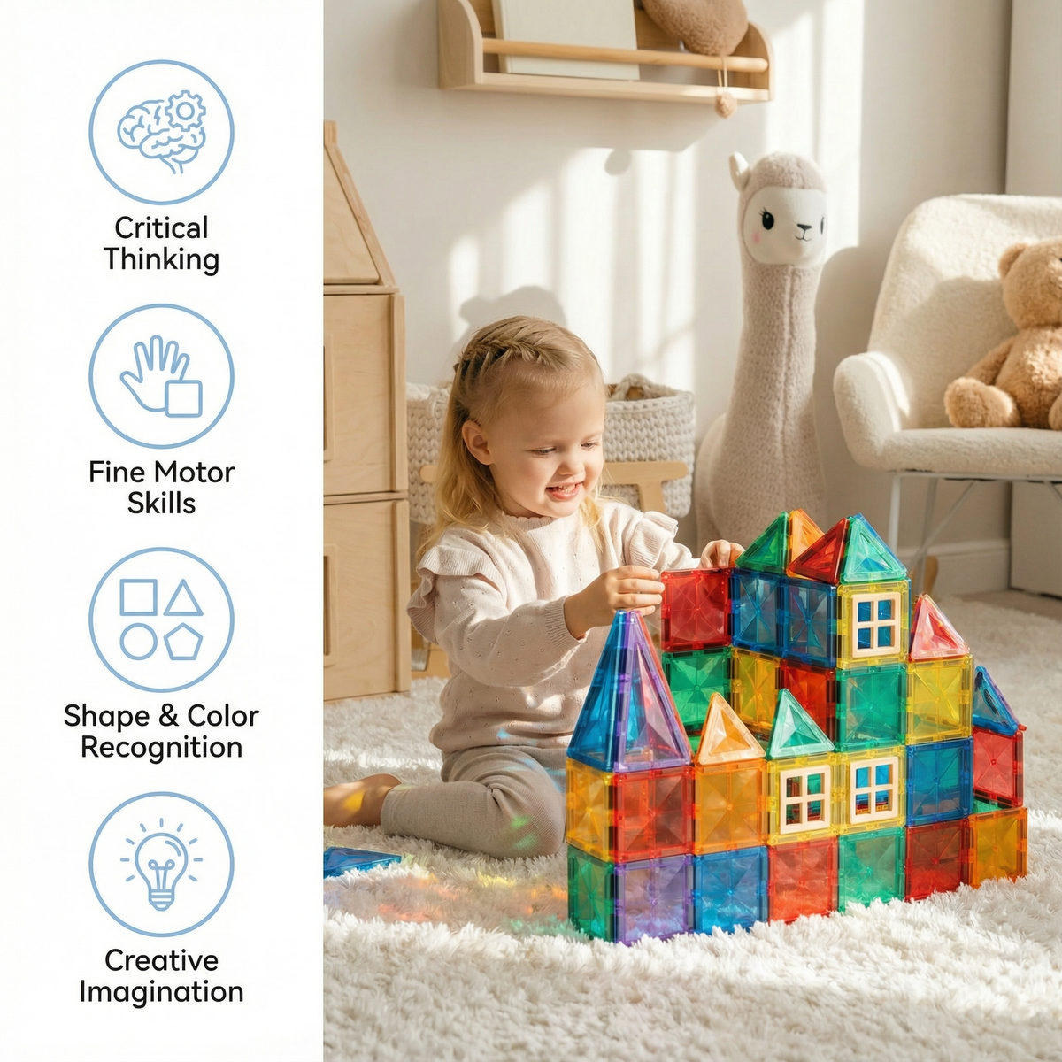 Boîte de rangement des blocs de construction magnétiques