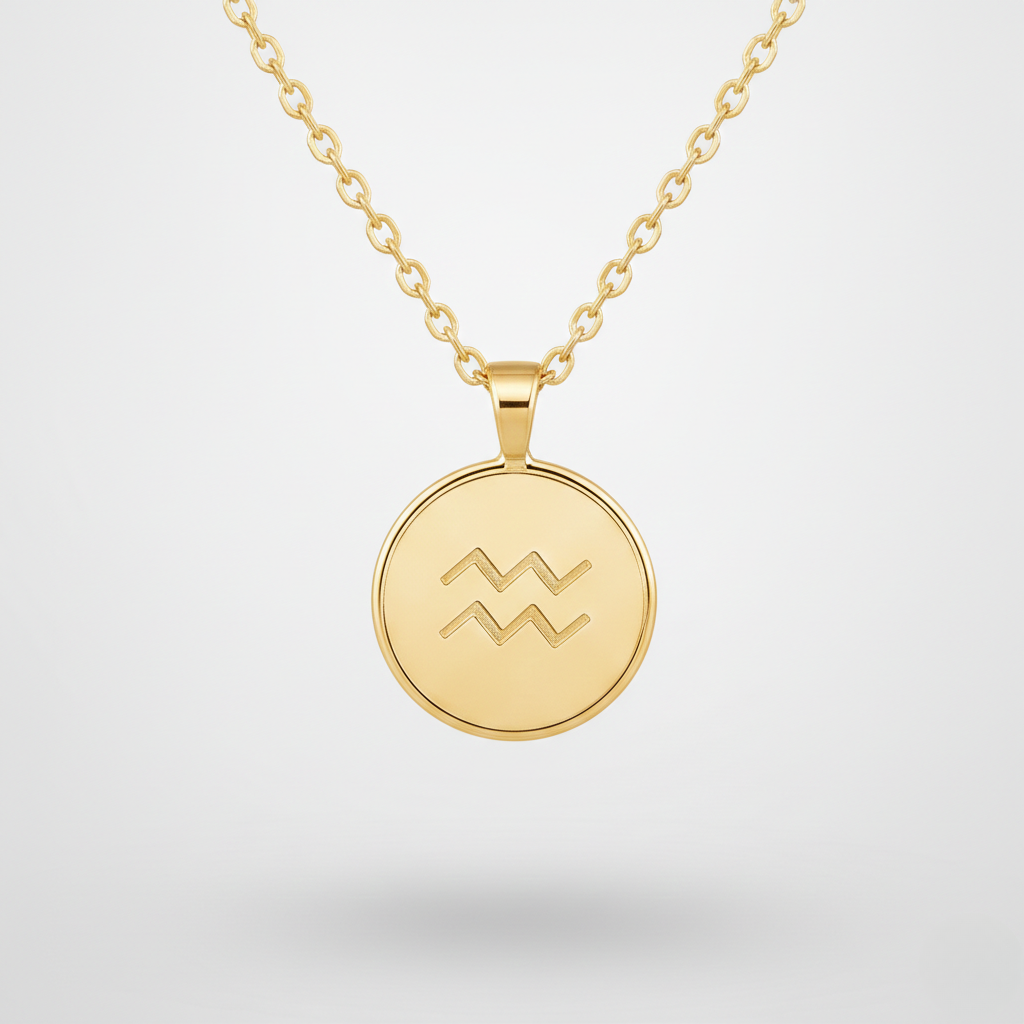 Collier femme signe Verseau, détail du pendentif