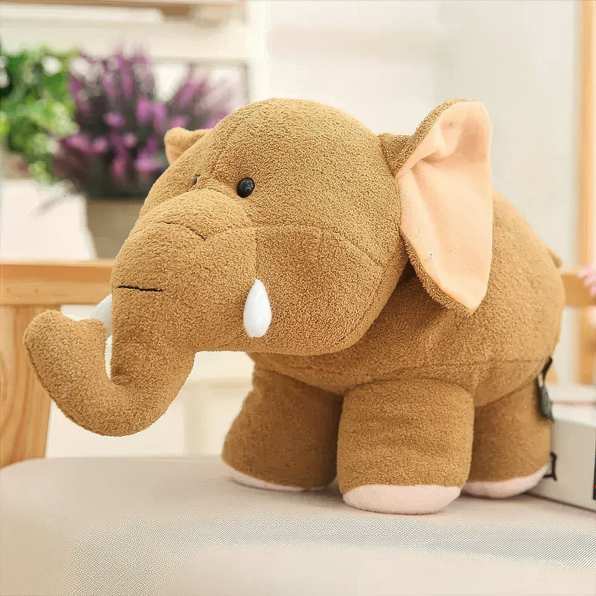 Peluche doudou éléphant douce, marron, 25cm