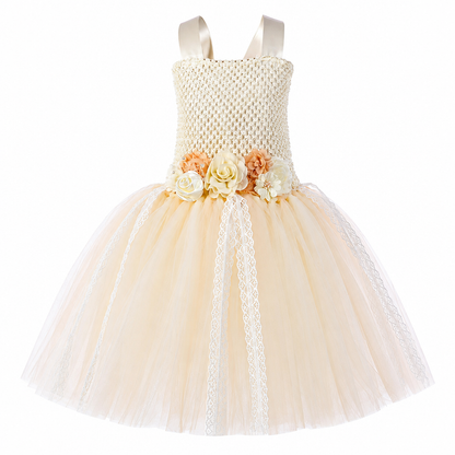 Costume de fée des fleurs pour fille, vue de dos montrant les ailes et le ruban