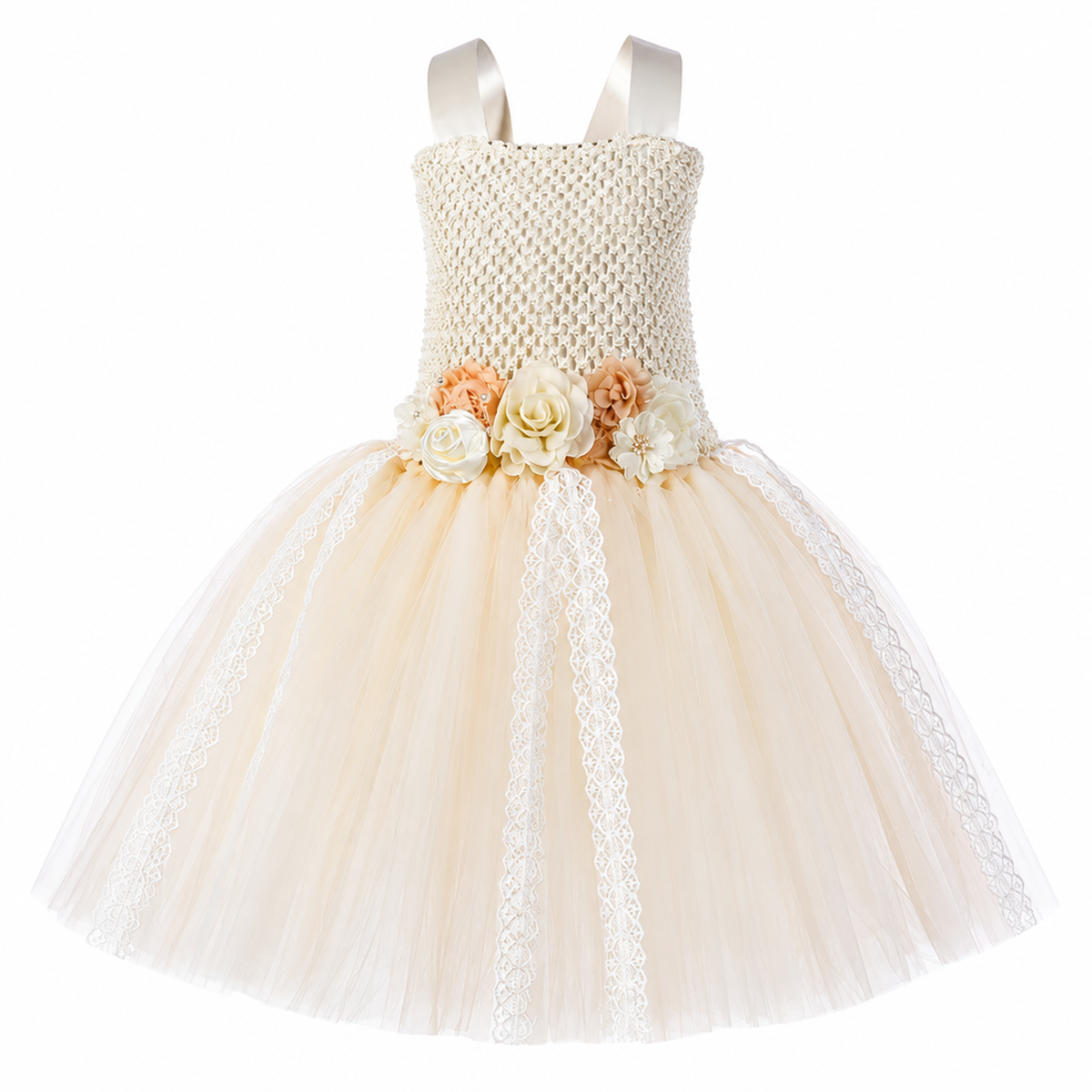 Costume de fée des fleurs pour fille, gros plan sur la couronne de fleurs et le serre-tête