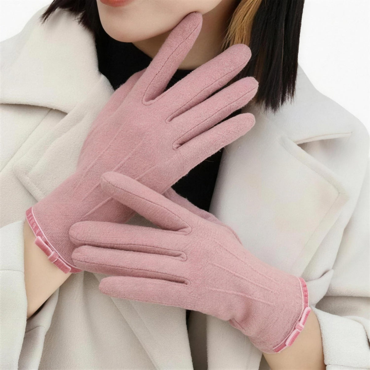 Gants femme rose