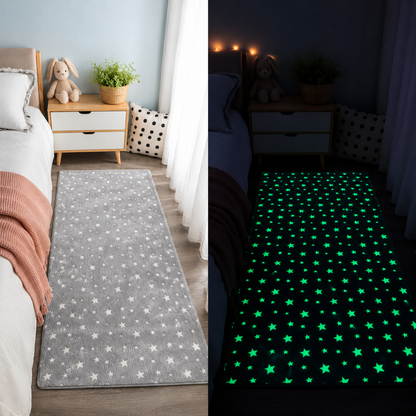 Tapis phosphorescent gris motif ciel étoilé