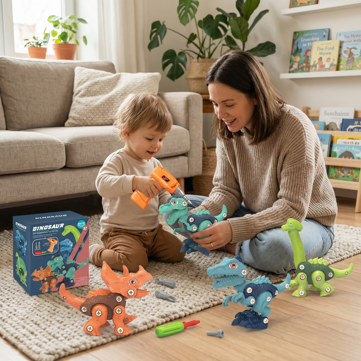 Modèles de dinosaures assemblés du set de construction