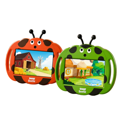 Tablette enfant avec coque antichoc sur fond blanc
