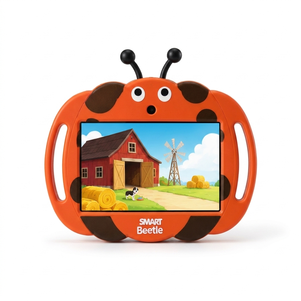Tablette enfant avec coque antichoc, photo studio du produit