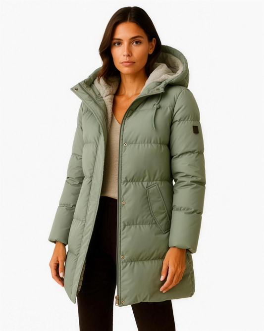Doudoune longue femme verte