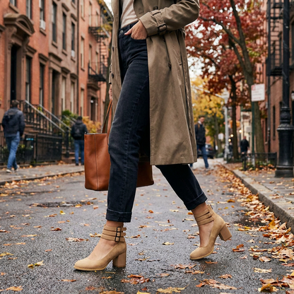 Escarpins femme talon carre portes en ville automne