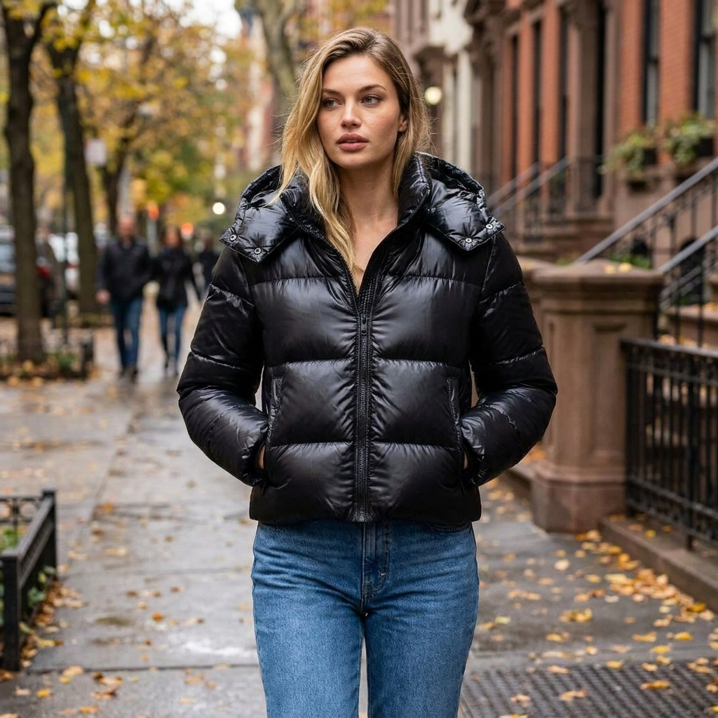 Doudoune courte femme portee en ville automne