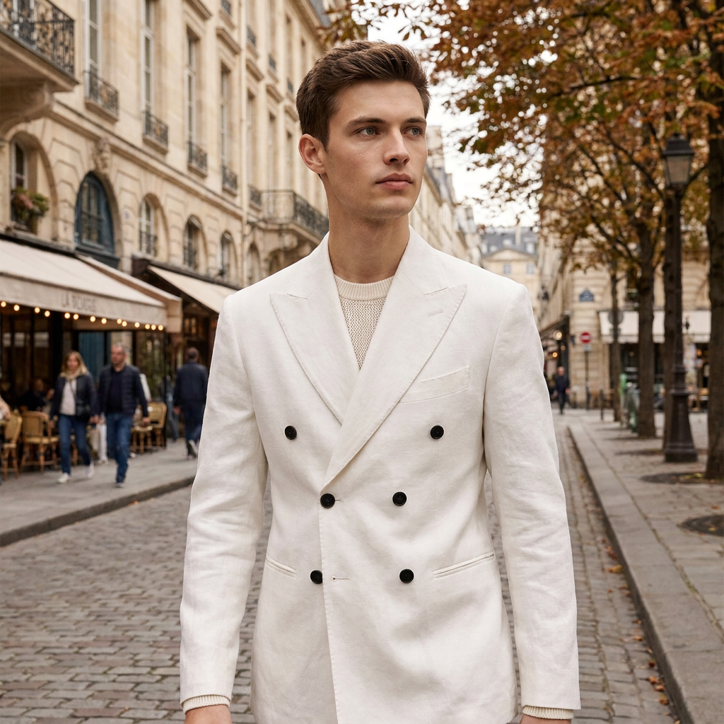 Blazer Crois Homme Coupe Ajuste  lgance Structure  Style Tailleur  Bur porte en automne