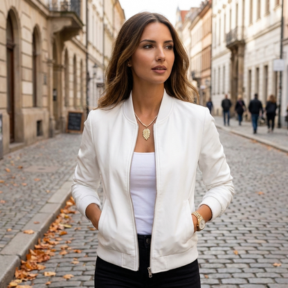 Veste Bomber Femme Zippe  Coupe Ajuste  Style Streetwear Chic  Printem porte en automne