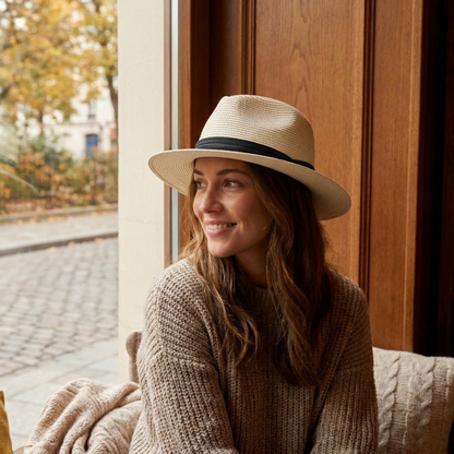 Chapeau Panama unisexe  Style rtro  protection solaire  Panama paille  porte en automne