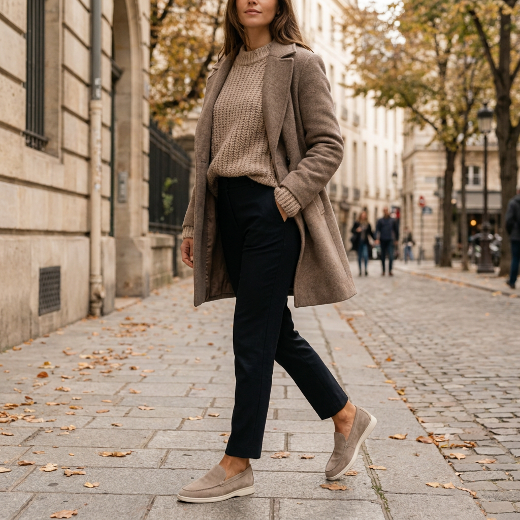 Mocassins SlipOn En Sudine Luxe  Style Dcontract Chic porte en automne