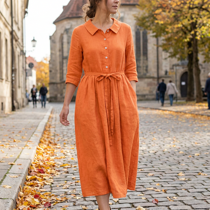 Robe Maxi Femme en Coton Lger  Coupe Relax Respirante Grande Taille porte en automne