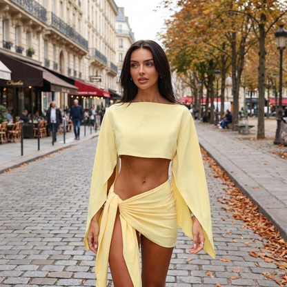 Ensemble Deux Pices Femme  paules Dnudes  Drap Fluide Style Estival Ch porte en automne