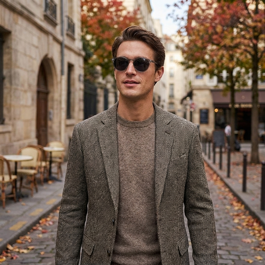 Lunettes de Soleil Homme  Monture Ronde  Design Rtro Protection UV porte en automne