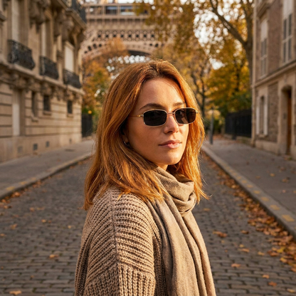 Lunettes de Soleil Mixtes  Monture Mtal Dor  Argent Protection UV Tend porte en automne