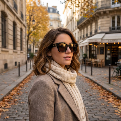 Lunettes de Soleil Rtro  Luxe Mixtes  Monture Vintage Verres lgants  P porte en automne