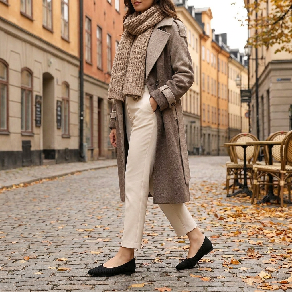 Mocassins Femme  Enfiler  Maille  Dtail Chane Confort Chic porte en automne