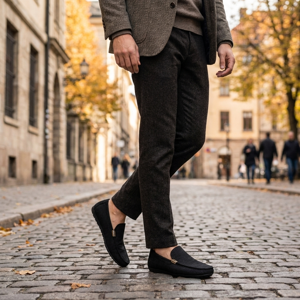 Mocassins Homme Cuir Souple  Enfilage Facile Style Italien  Confort porte en automne